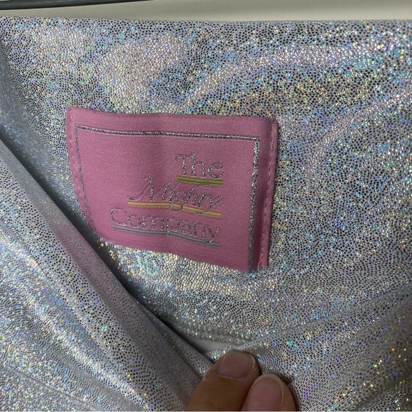 The Mighty Company Disco Split Leg Trouser in Silver Glitter - Picture 3 of 7